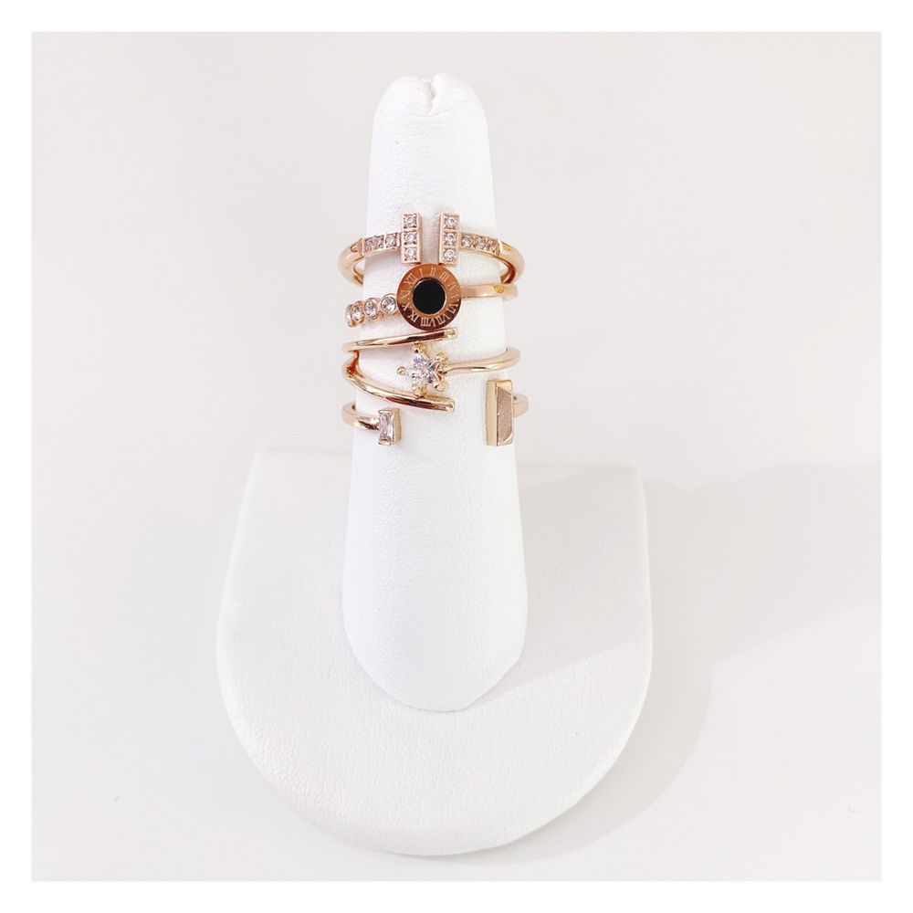 4 PCS Brand Name Style Rings Bundle